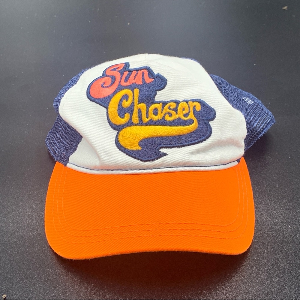 NWOT Unisex Kids Sun Chaser Adjustable Baseball Hat - Orange and Blue